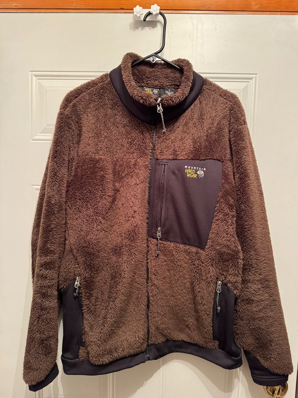 Mountain Hardwear Fleece Jacket Brown Black Womens XL Fuzzy ZipUp Polartec